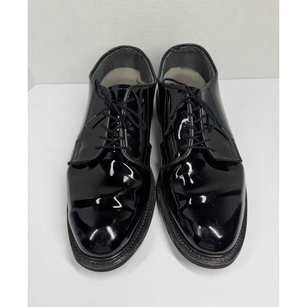 Bates Mens High Gloss Oxford Dress Shoes Black Patent Uniform Vibram 10 D 00941A